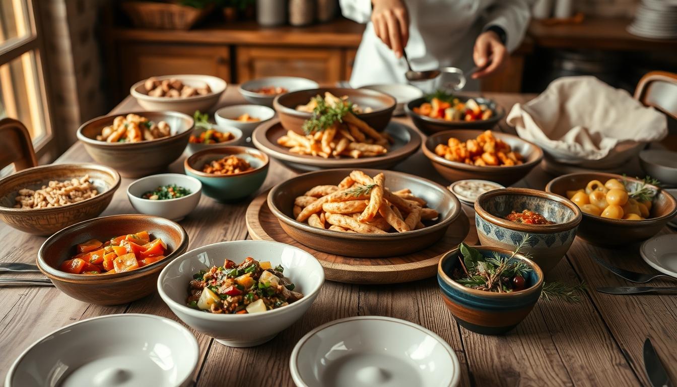 Measured baking ingredients prepared on a counter